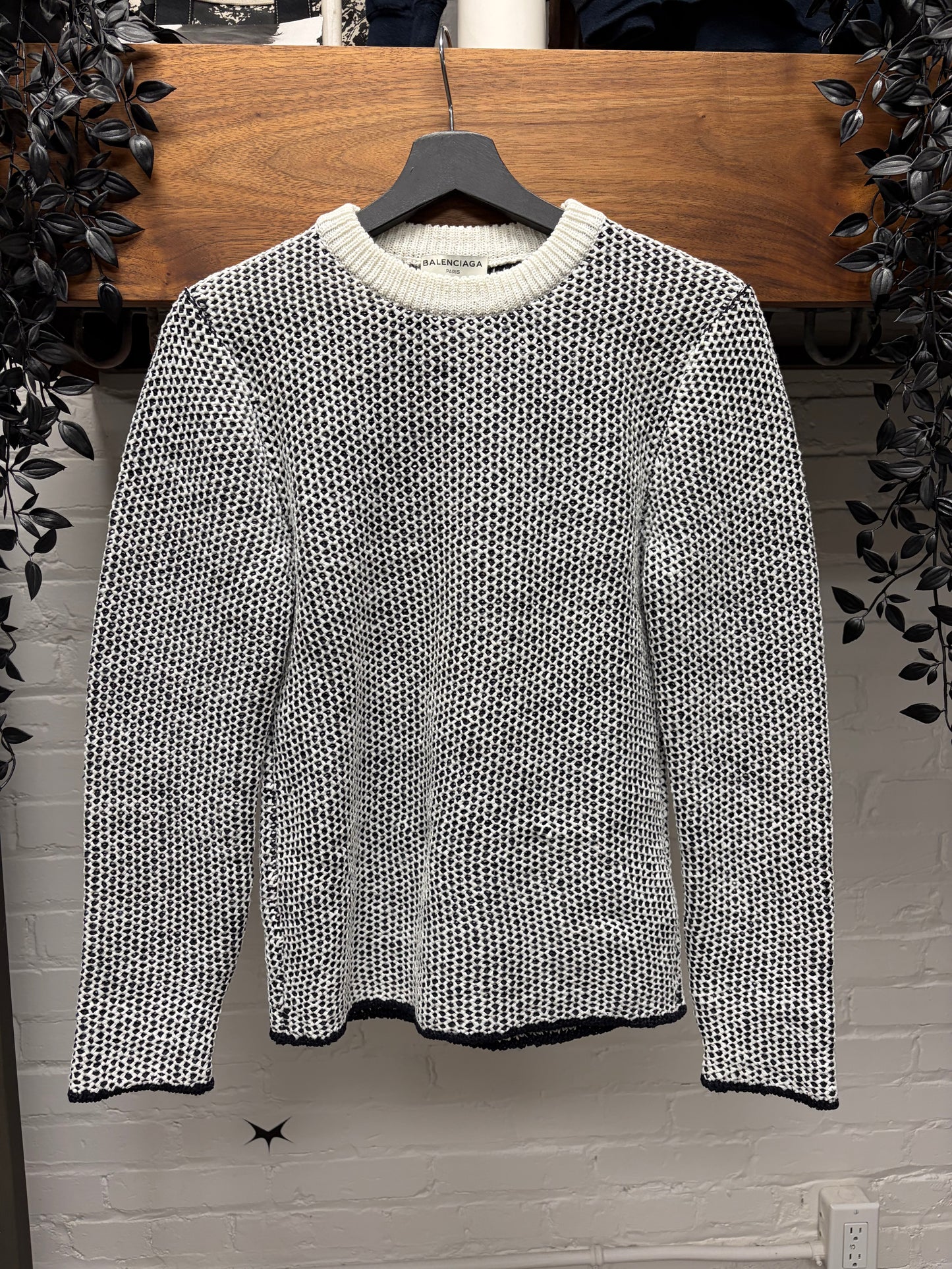 2013 Balenciaga White Mesh Layered Knit Sweater