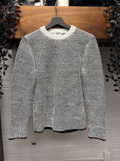 2013 Balenciaga White Mesh Layered Knit Sweater
