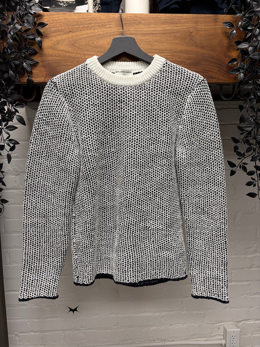 2013 Balenciaga White Mesh Layered Knit Sweater