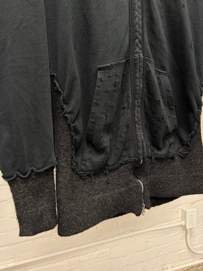 AW2003 Undercover ‘Paper Doll’ Thrash Distressed Hybrid Wool/Cotton Zip-Up Hoodie