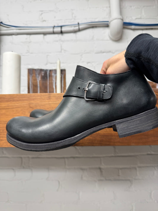 MA+ Black Leather Belted Staple Derbys