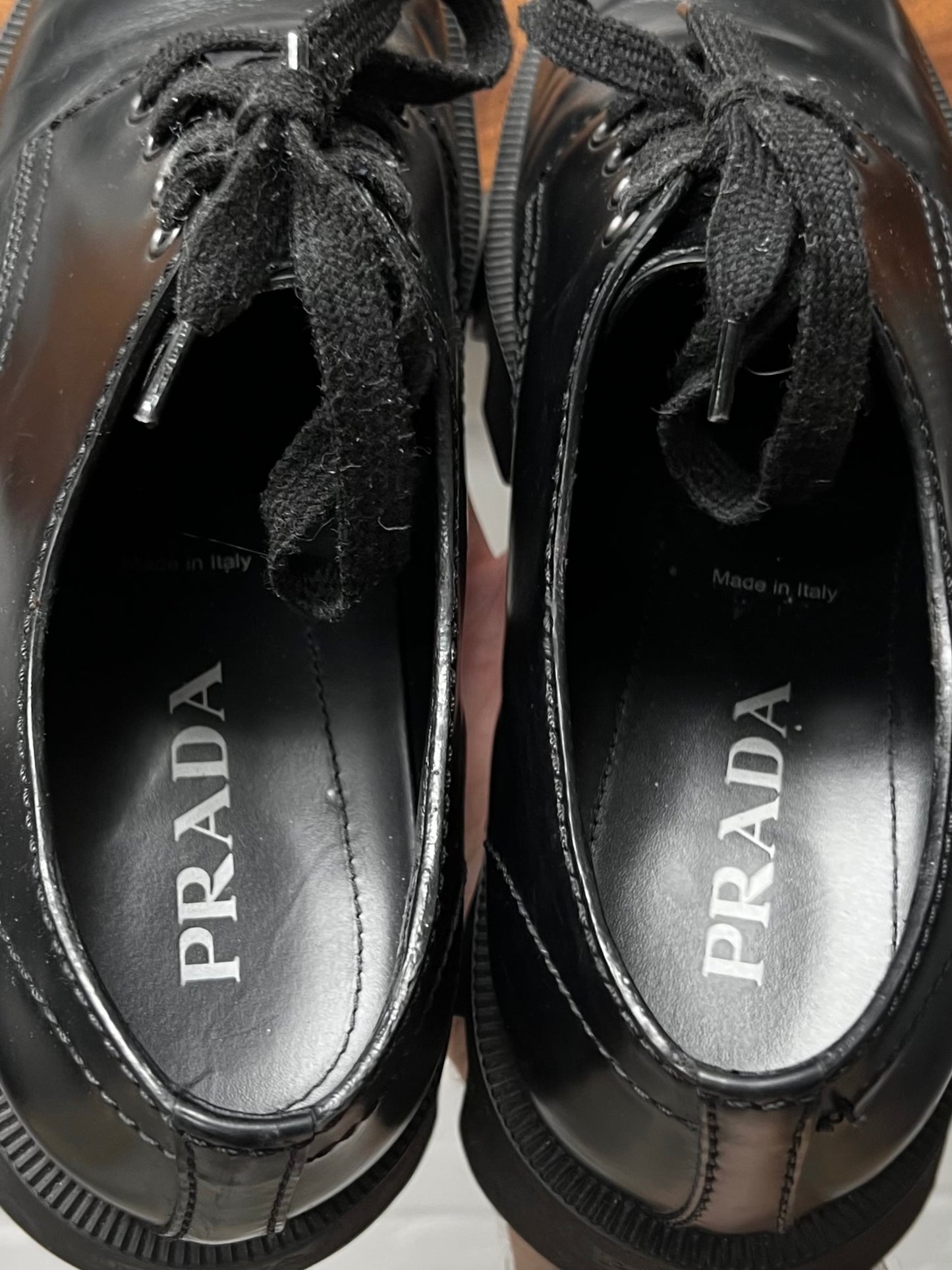 Prada ‘Monolith’ Calfskin Leather Platform Derby