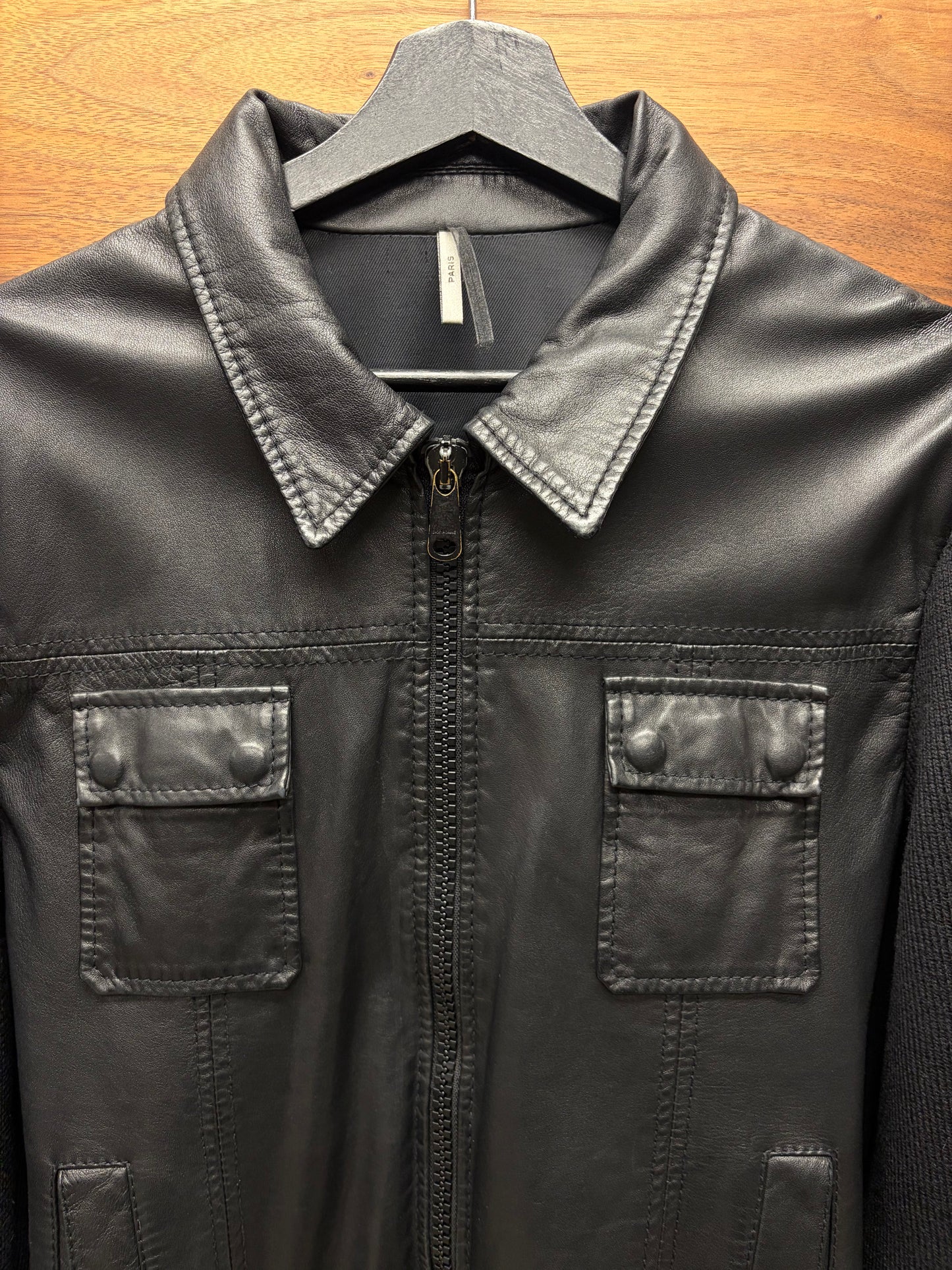 AW2005 Dior Homme by Hedi Slimane ‘In the Morning’ Black Ribbed Sleeve Leather Jacket