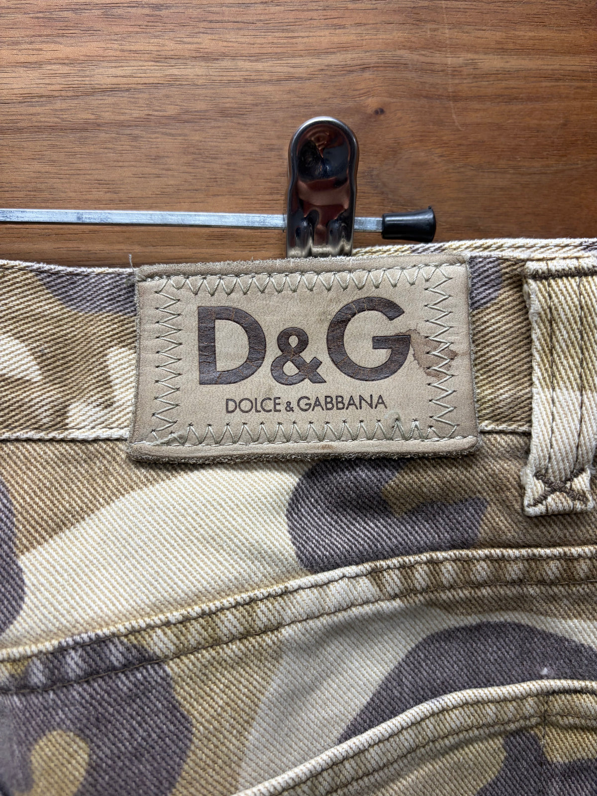 2000s Dolce & Gabbana Camouflage Print Bootcut Straight Leg Denim