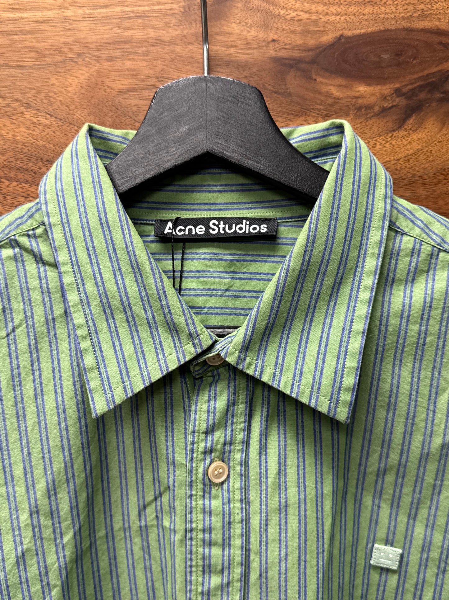 Acne Studios Mint Green Pinstripe Button Down Shirt