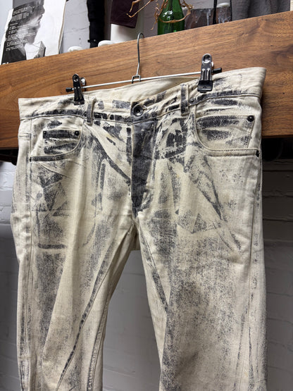 AW2014 Rick Owens ‘Moody’ Grey ‘Gravel’ Skinny Jeans with Released  Bottom Hem