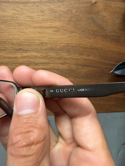 Gucci Rhinestone Brown Rectangular Frame Prescription Glasses