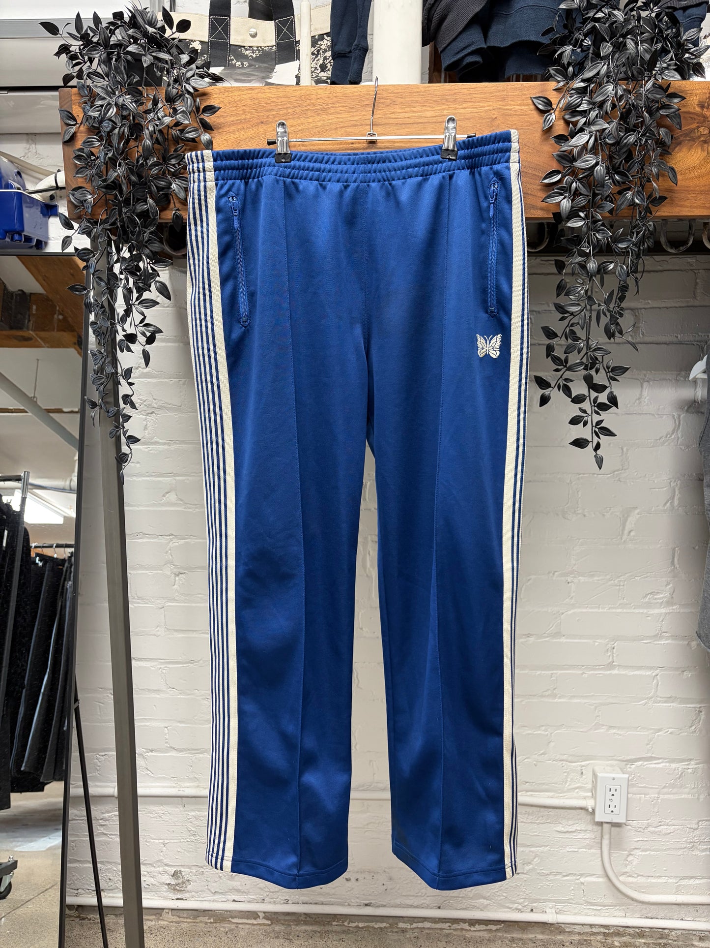 Needles Striped Blue Wide Leg Track Pants