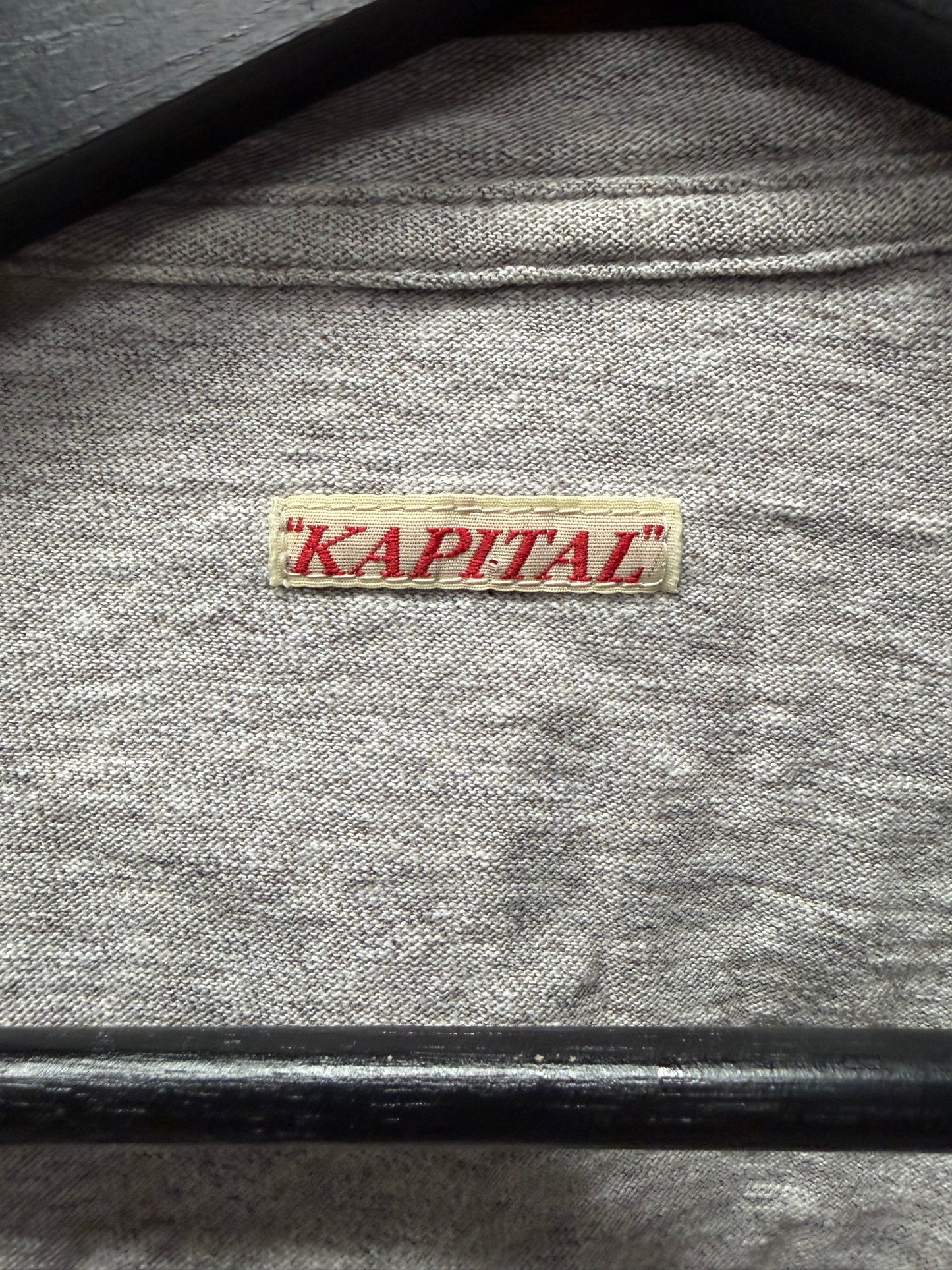 Kapital ‘Surf’ Patch Pocket Grey Cotton T-Shirt