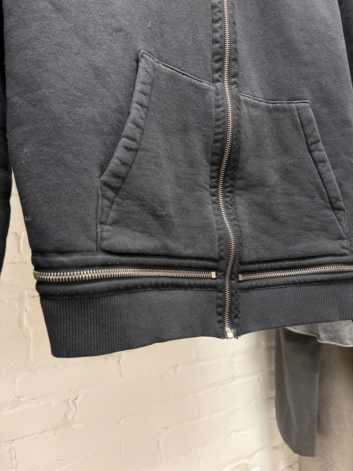 SS2018 Saint Laurent ‘Zipper Hem’ Black Drawstring Hoodie