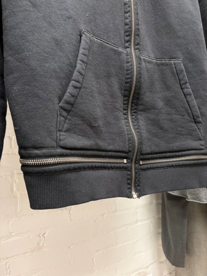 SS2018 Saint Laurent ‘Zipper Hem’ Black Drawstring Hoodie
