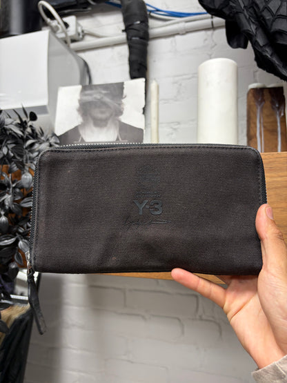 Y-3 by Yohji Yamamoto Black Suede/Canvas Long Wallet