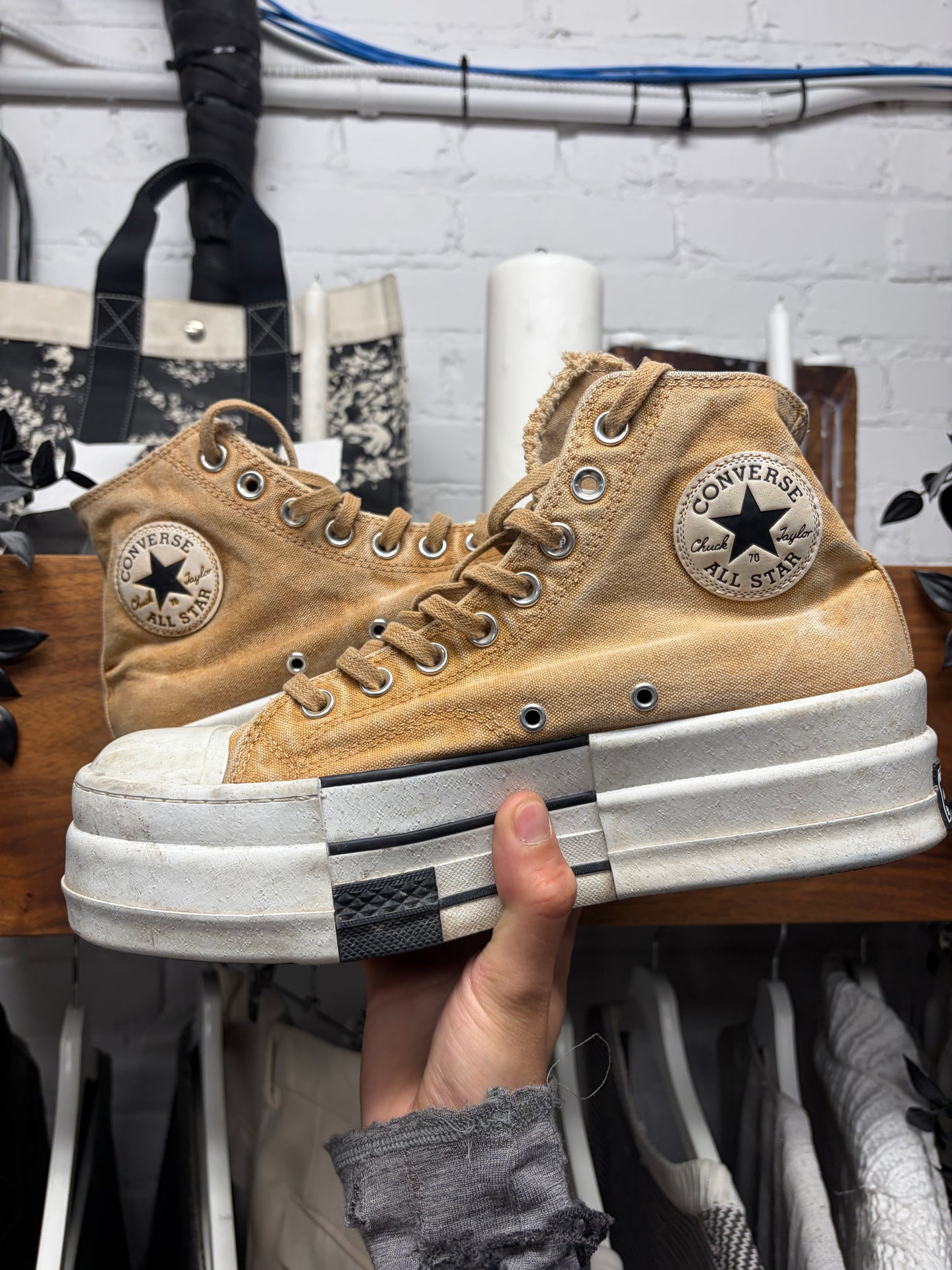 Rick Owens x Converse ‘DBL DRKSTAR’ Platform High Top Sneakers