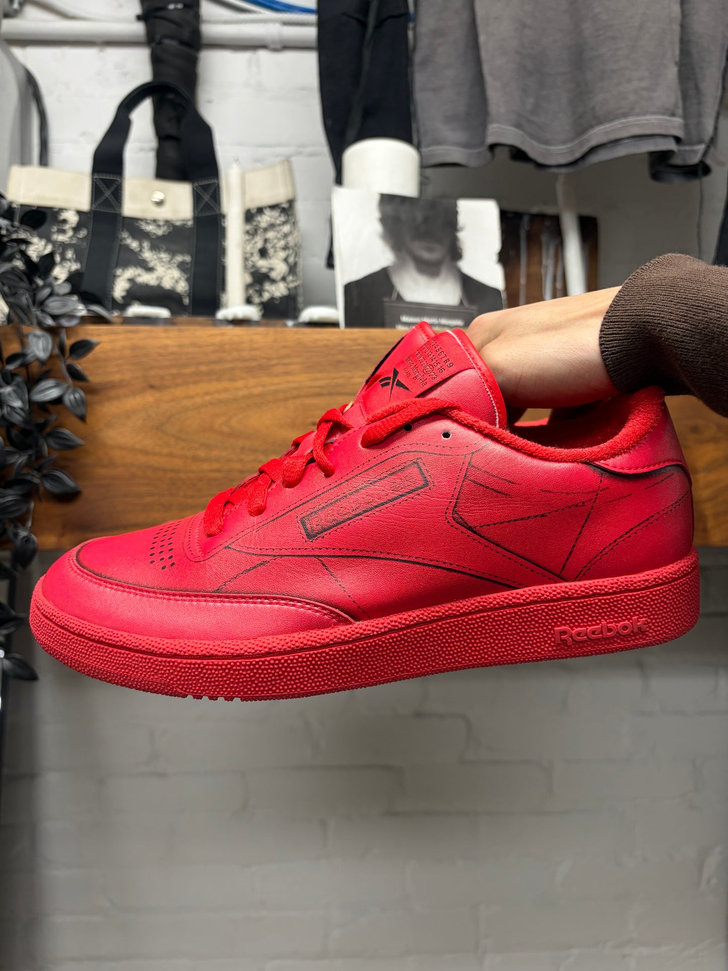 Maison Margiela x Reebok ‘Club C Classic’ Red Leather Low Top Sneakers