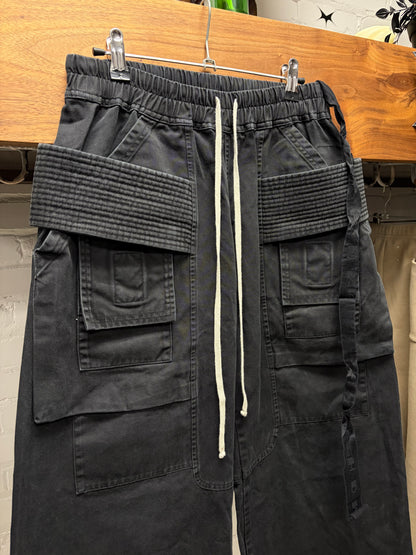 Rick Owens ‘Creatch’ Faded Black Wide Leg Drawstring Sweatpants