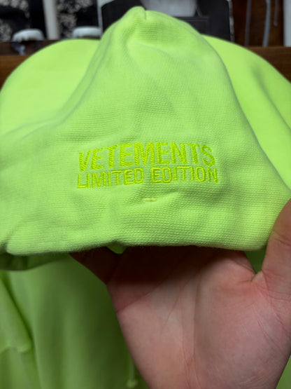 Vetements Limited Edition Electric Green Logo Hoodie