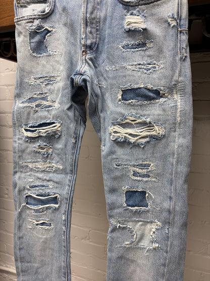 Dior Homme Light Wash Blue Crash Distressed Skinny Jeans