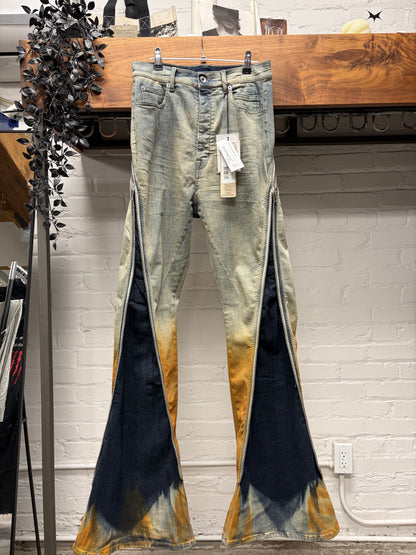 Rick Owens ‘Bolans Banana Cut’ Degrade Sky/Orange Flared Leg Denim