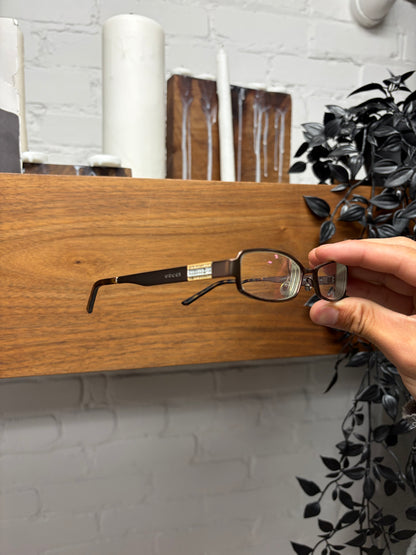Gucci Rhinestone Brown Rectangular Frame Prescription Glasses