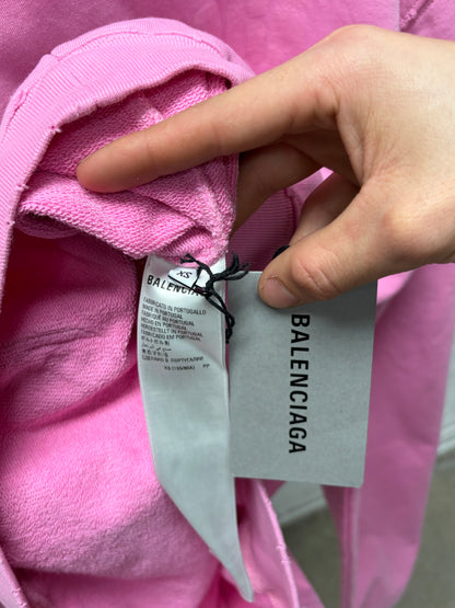 2022 Balenciaga ‘Stencil Logo’ Oversized Pink Pullover Hoodie