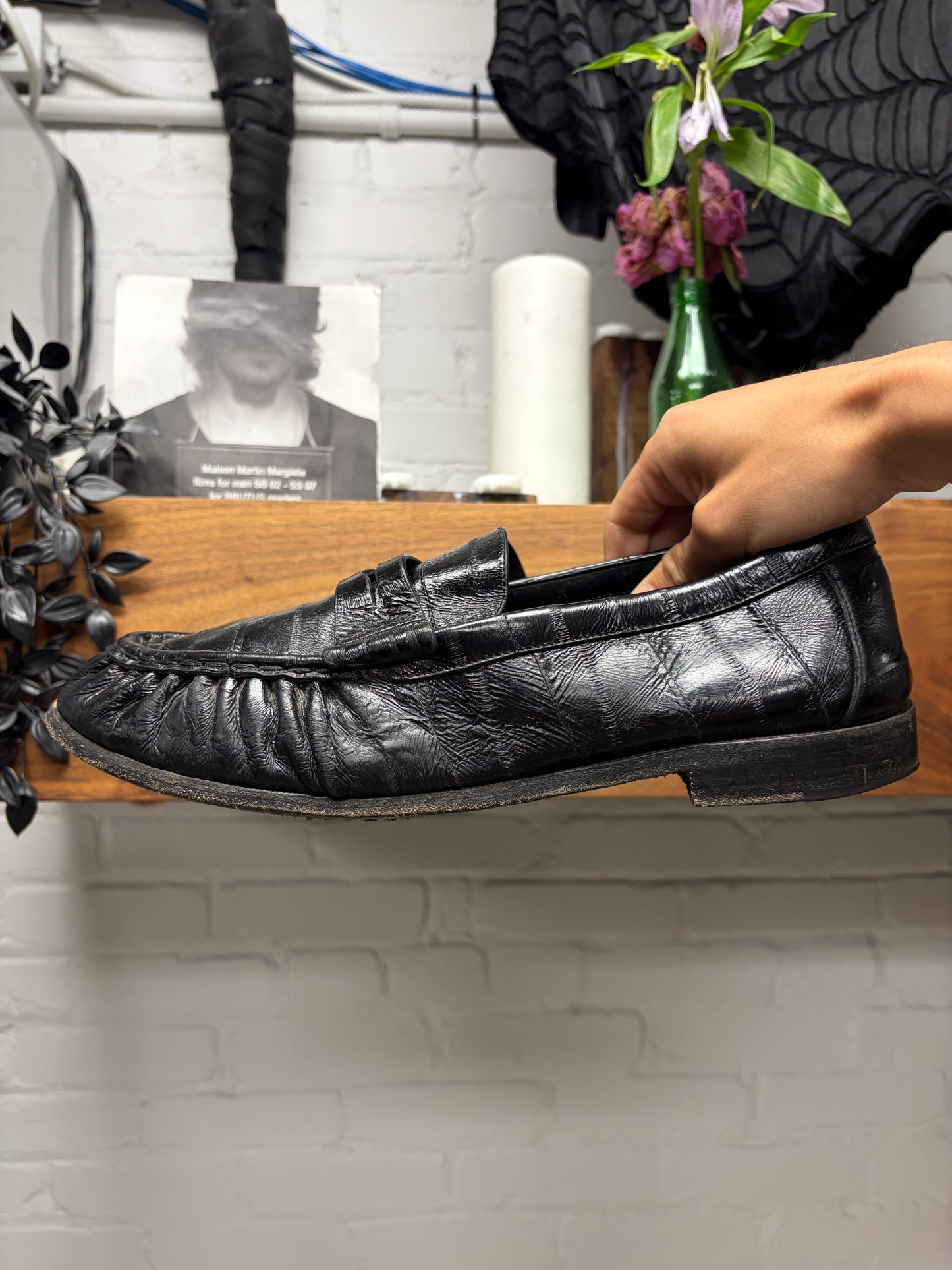 Saint Laurent Black Eel Leather Black ‘Penny’ Loafers