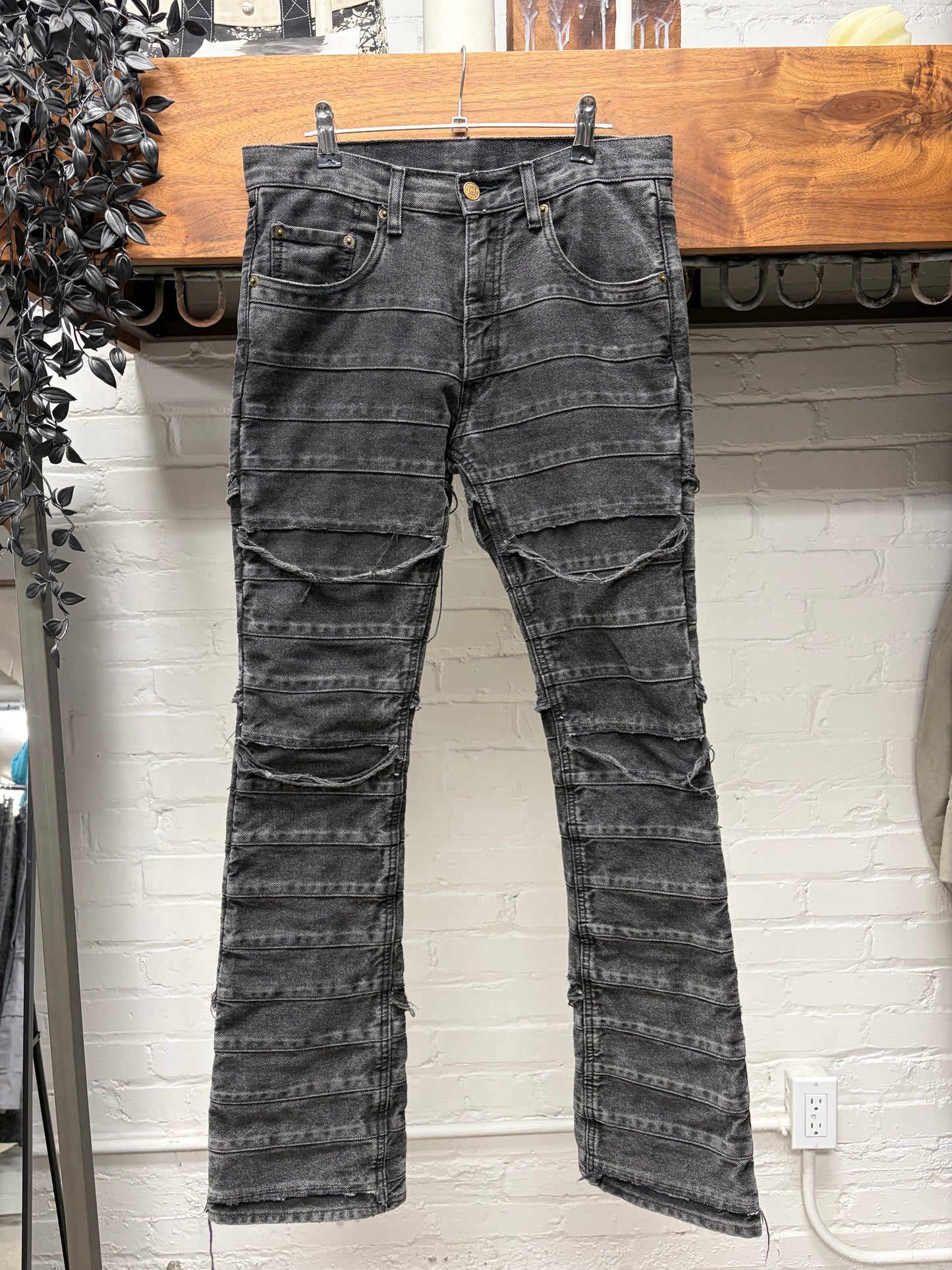 2000s Hysteric Glamour ‘Hagi’ Distressed Black Flared Leg Denim