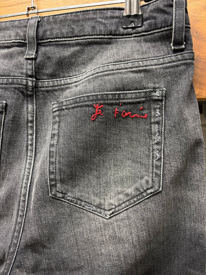 2017 Saint Laurent D05 ‘je t’aime’ Embroidered Pocket Detail Black Skinny Jeans