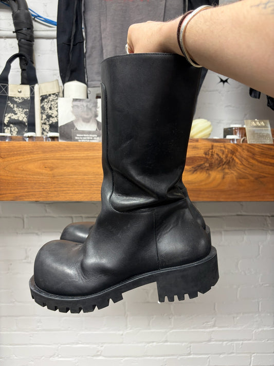 Balenciaga ‘Hummer’ Black Leather Mid-Cut Platform Sole Boots