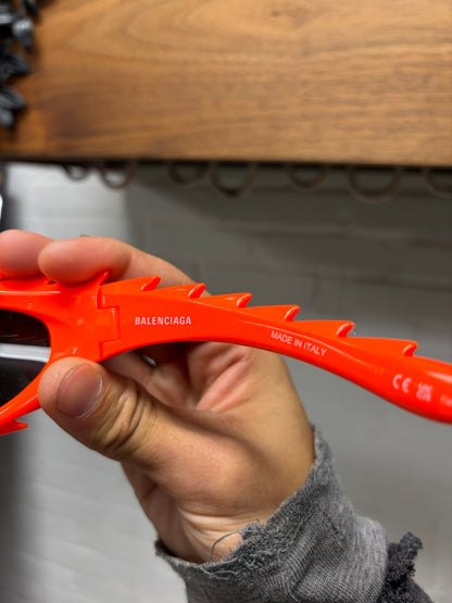 Balenciaga ‘Spike’ Orange Wraparound Sunglasses