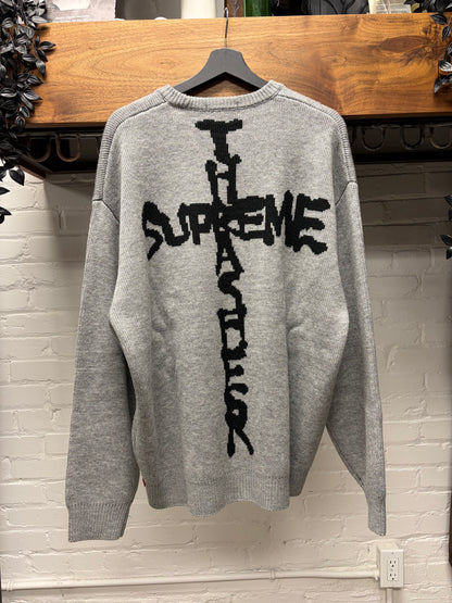 AW2024 Supreme x Thrasher ‘Cross Logo’ Grey Knit Sweater