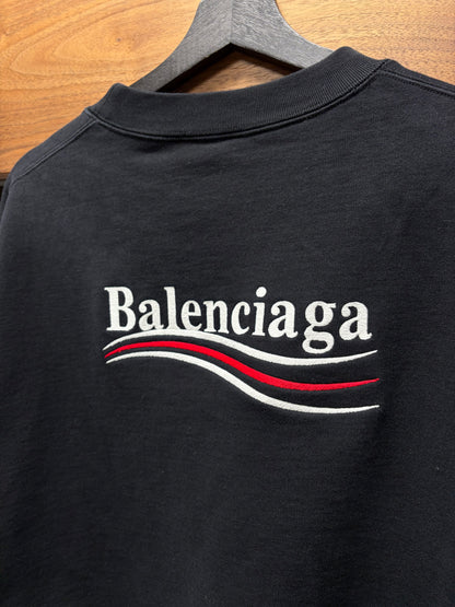 2021 Balenciaga ‘Campaign Logo’ Black Crewneck Sweatshirt