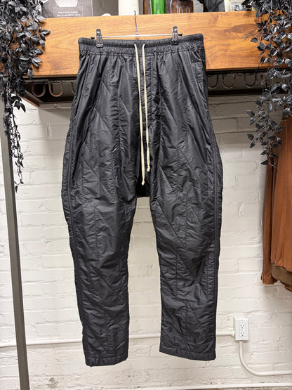 Rick Owens Mainline ‘Pod’ Drop Crotch Black Nylon Drawstring Pants