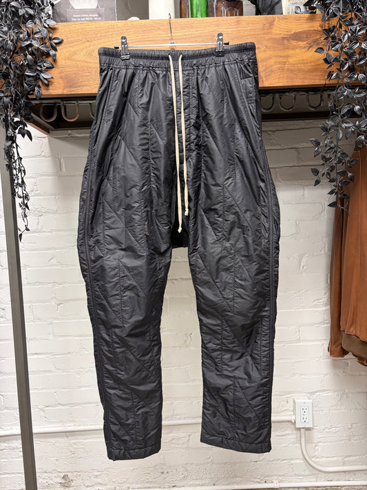 Rick Owens Mainline ‘Pod’ Drop Crotch Black Nylon Drawstring Pants