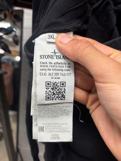 Stone Island Black Cotton ‘Badge Logo’ Sweat Shorts