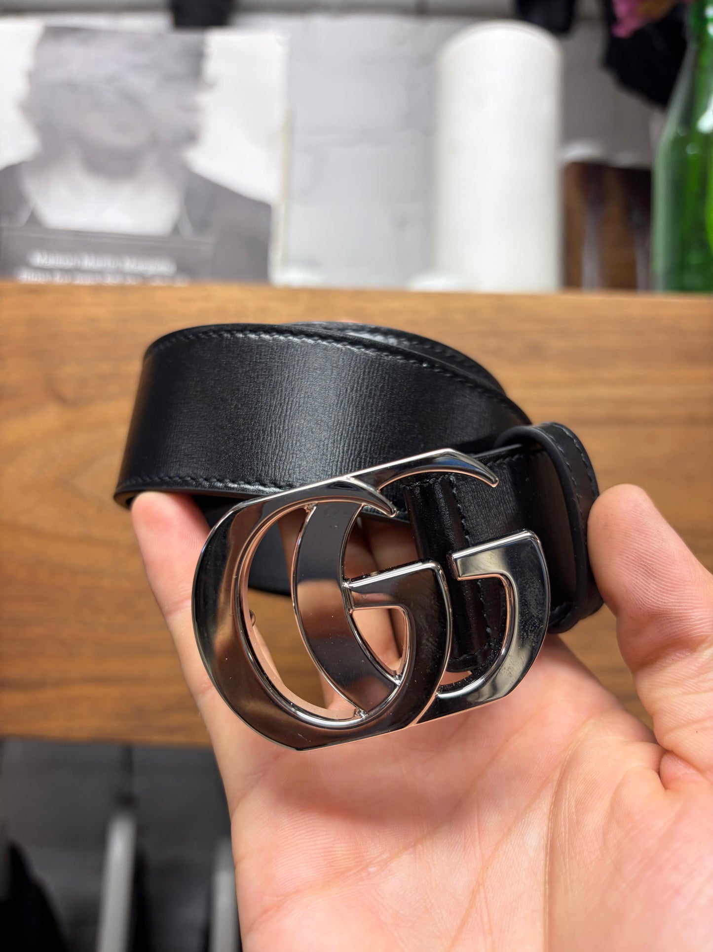 Gucci by Demna ‘Marmont’ Classic Black Leather/Silver Belt