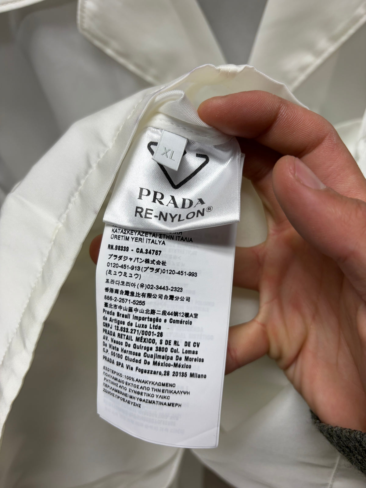 Prada Re-Nylon White Camp Collar Button Up Shirt