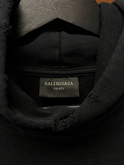 SS2024 Balenciaga ‘Surf Logo’ Distressed Black Pullover Hoodie