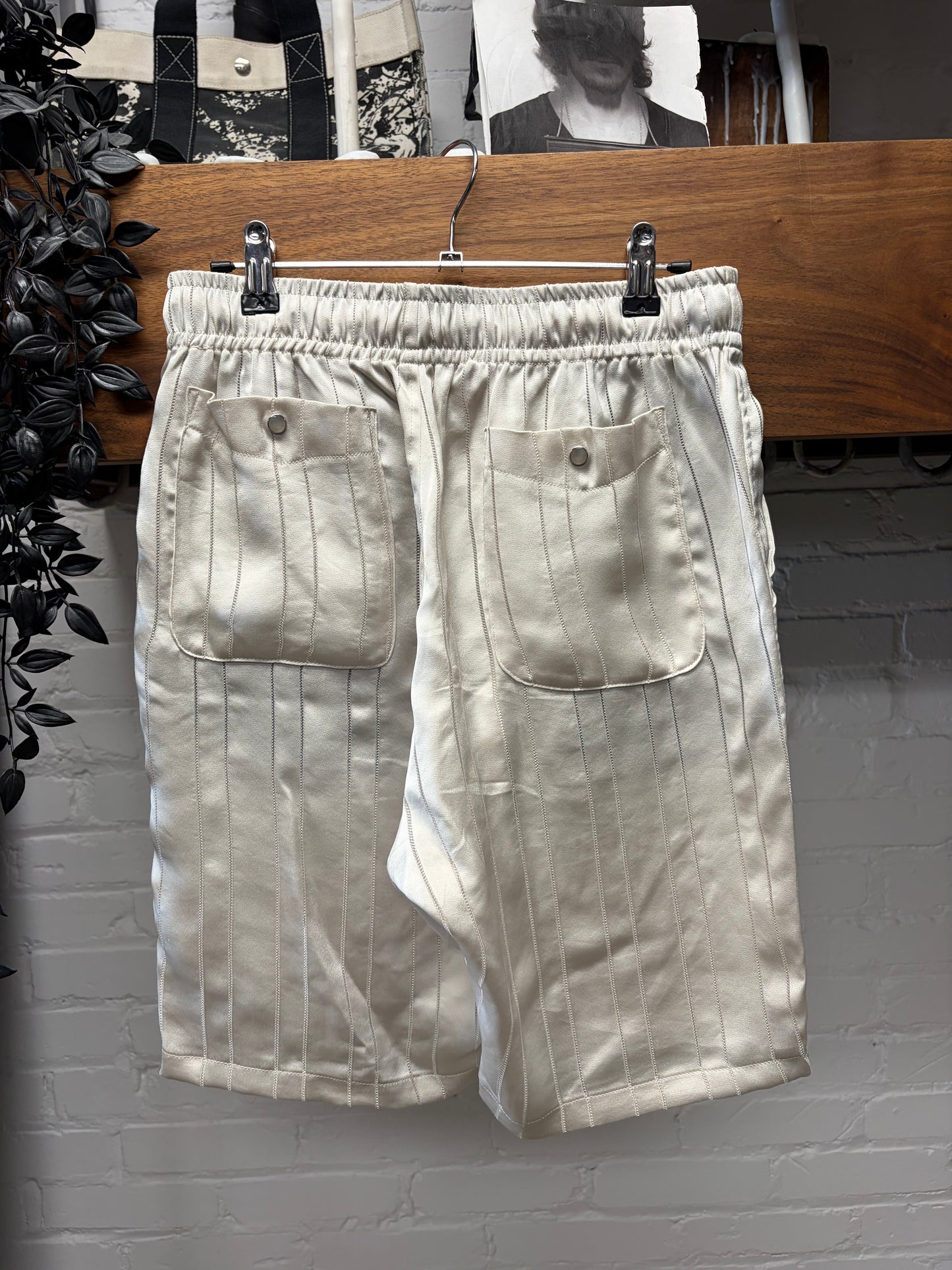 Needles Beige Striped String ‘Cowboy’ Shorts