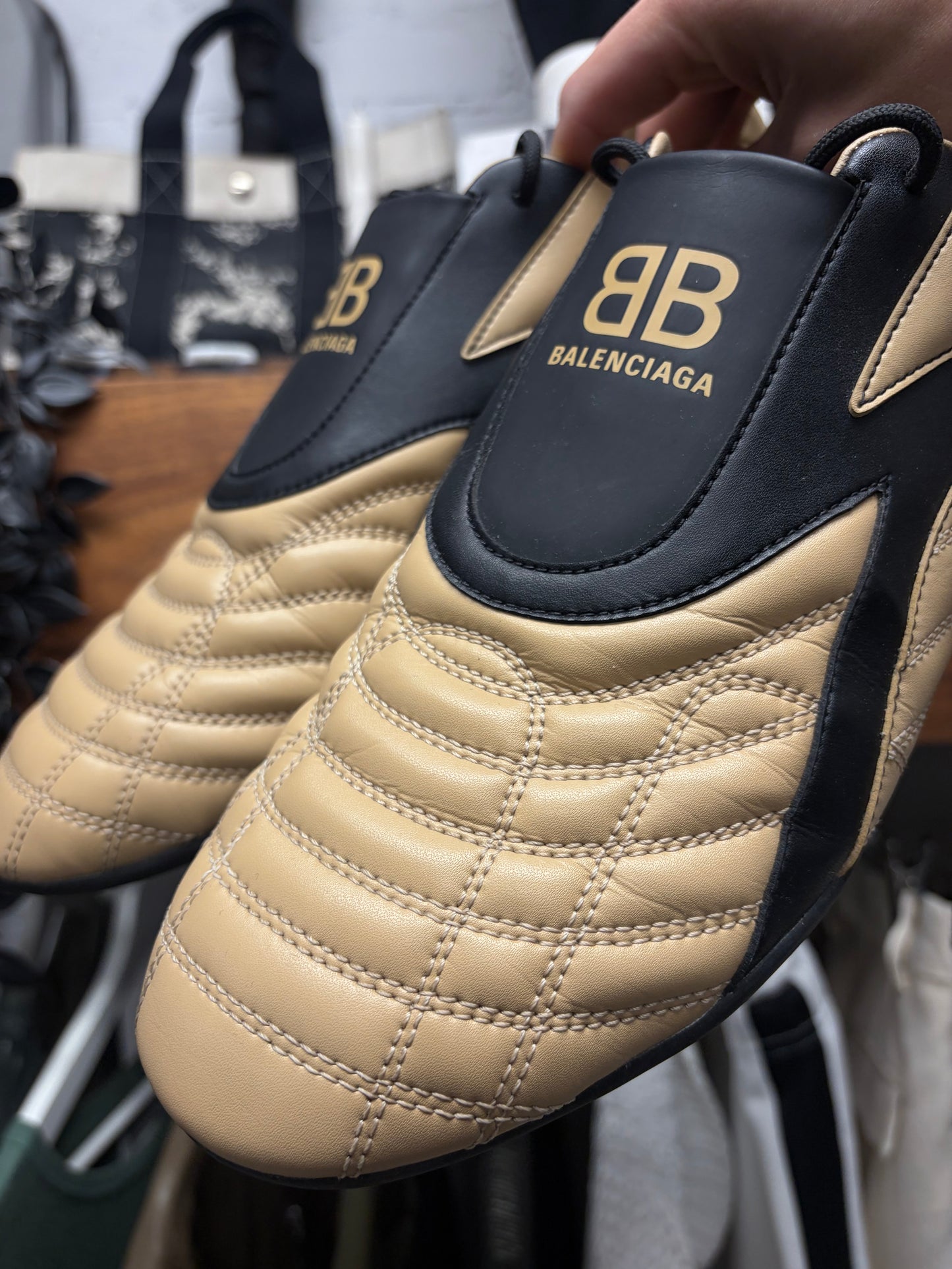 Balenciaga ‘Zen’ Taupe/Black Soccer Low Top Sneakers