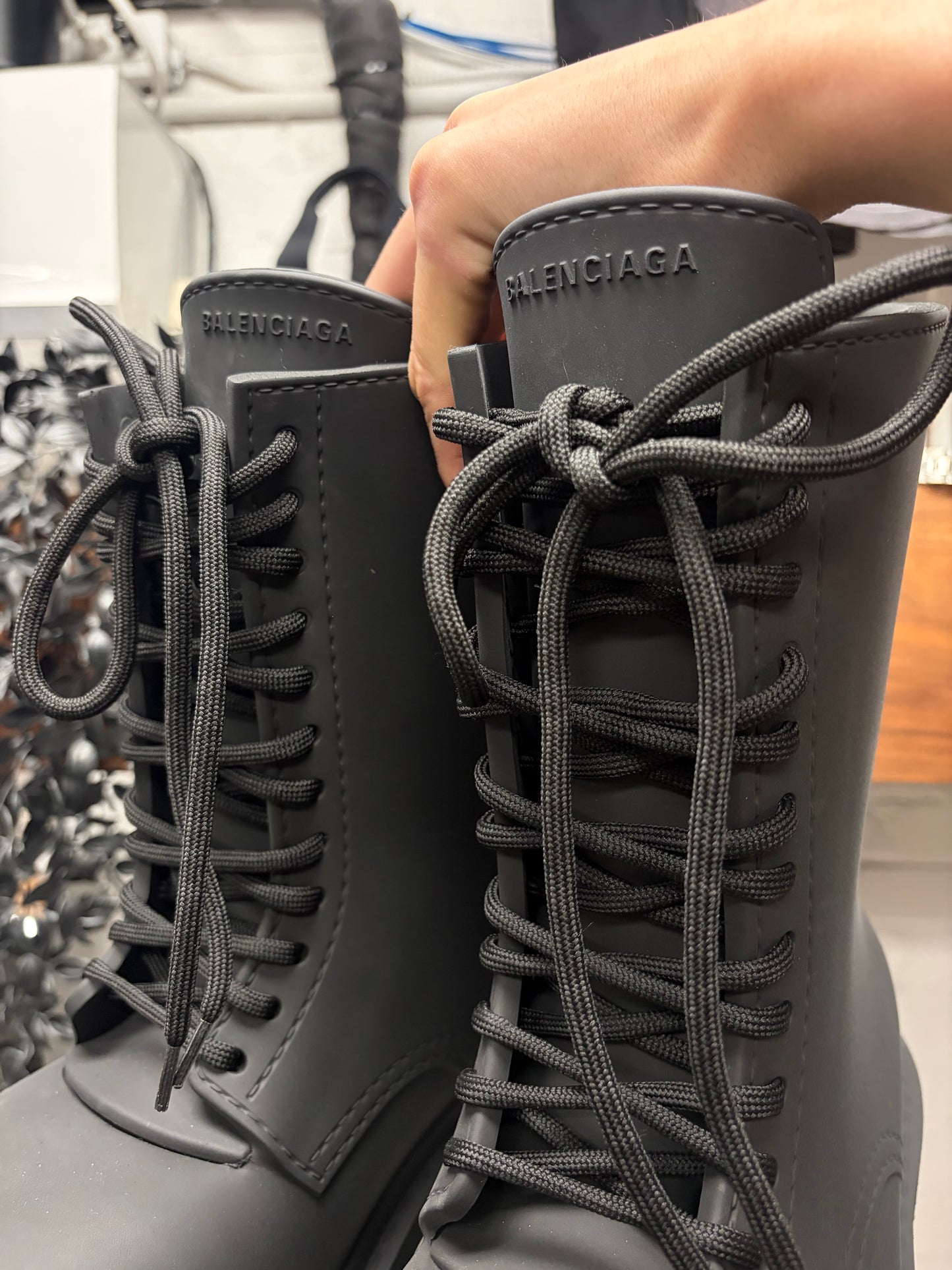 Balenciaga ‘Steroid’ Black Oversized Lace Up Combat Boots