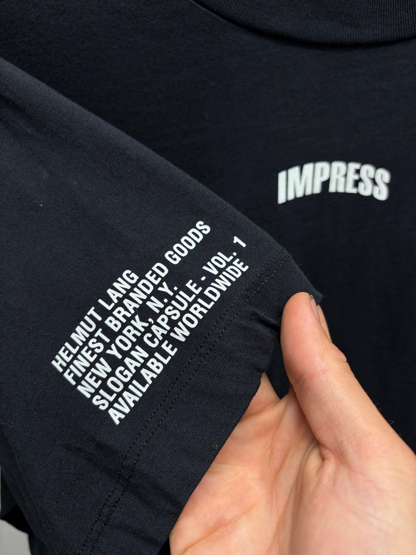 Helmut Lang ‘Impress Your Parents’ Black Slogan T-Shirt