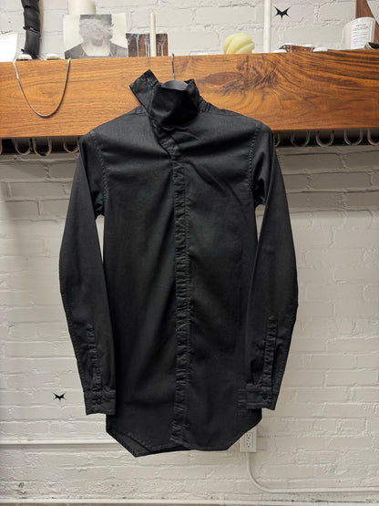 SS2014 Rick Owens DRKSHDW Waxed Black ‘Mollino’ Button Up Shirt