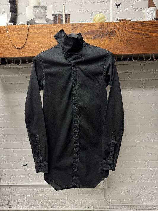 SS2014 Rick Owens DRKSHDW Waxed Black ‘Mollino’ Button Up Shirt