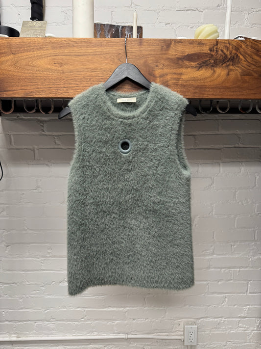 Craig Green Fuzzy Green ‘Eyelet’ Sleeveless Vest