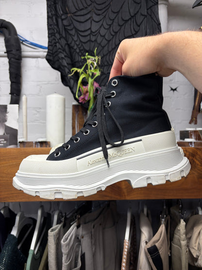 Alexander McQueen ‘Tread Slick’ Black Platform Sole Canvas High Top Sneaker