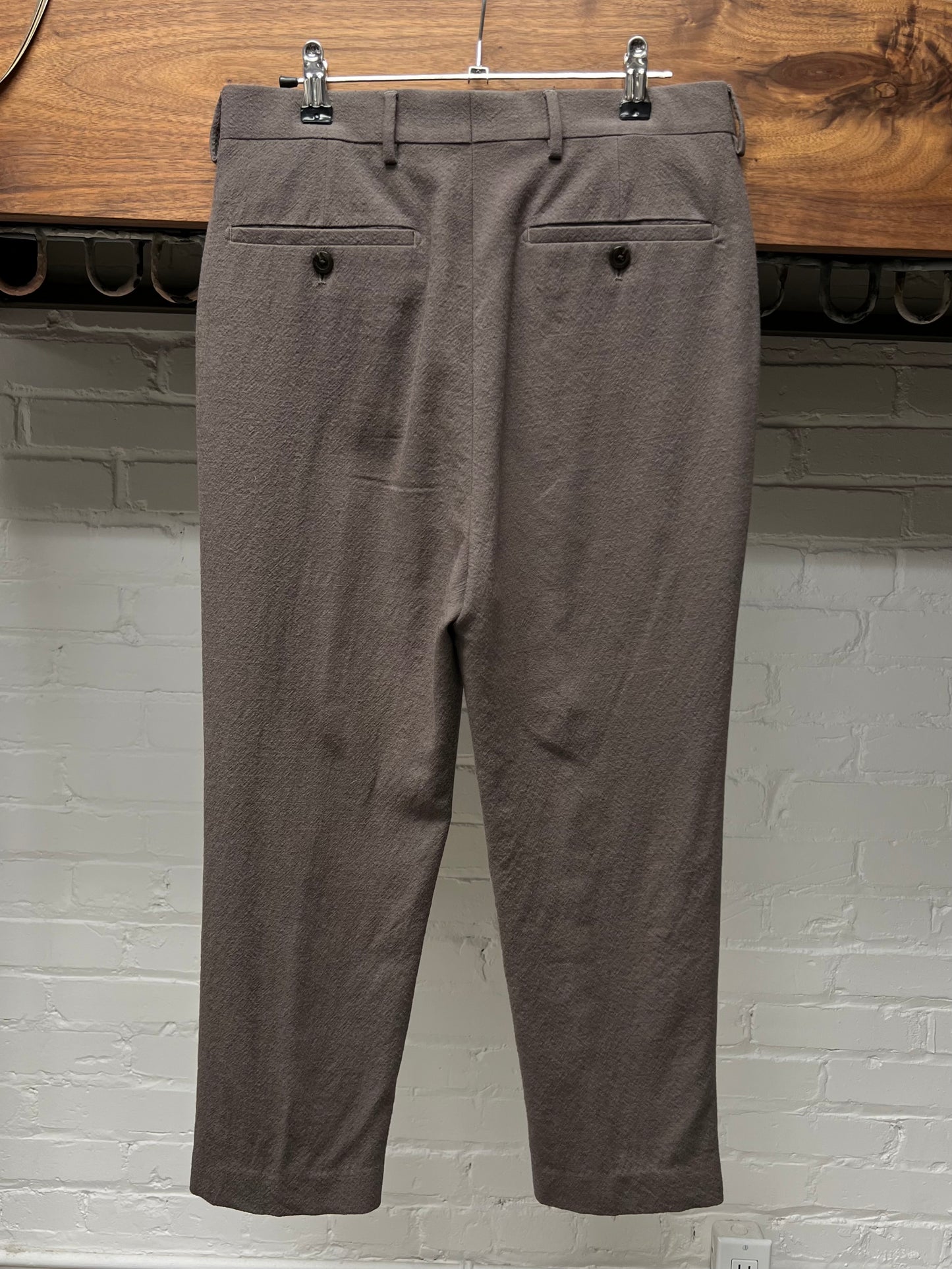 Rick Owens Virgin Wool ‘Dust’ Brown Cropped Pants