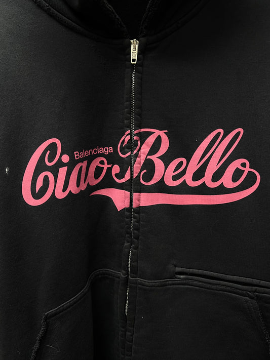 AW2024 Balenciaga ‘Ciao Bello’ Oversized Thrash Distressed Zip Up Hoodie