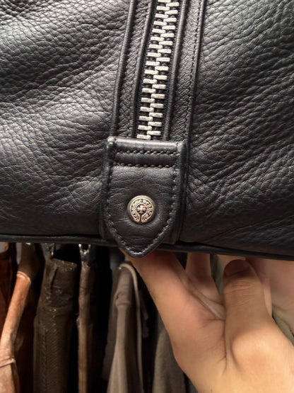 Chrome Hearts Fleur Black Leather Large ‘Weekender’ Duffle Bag