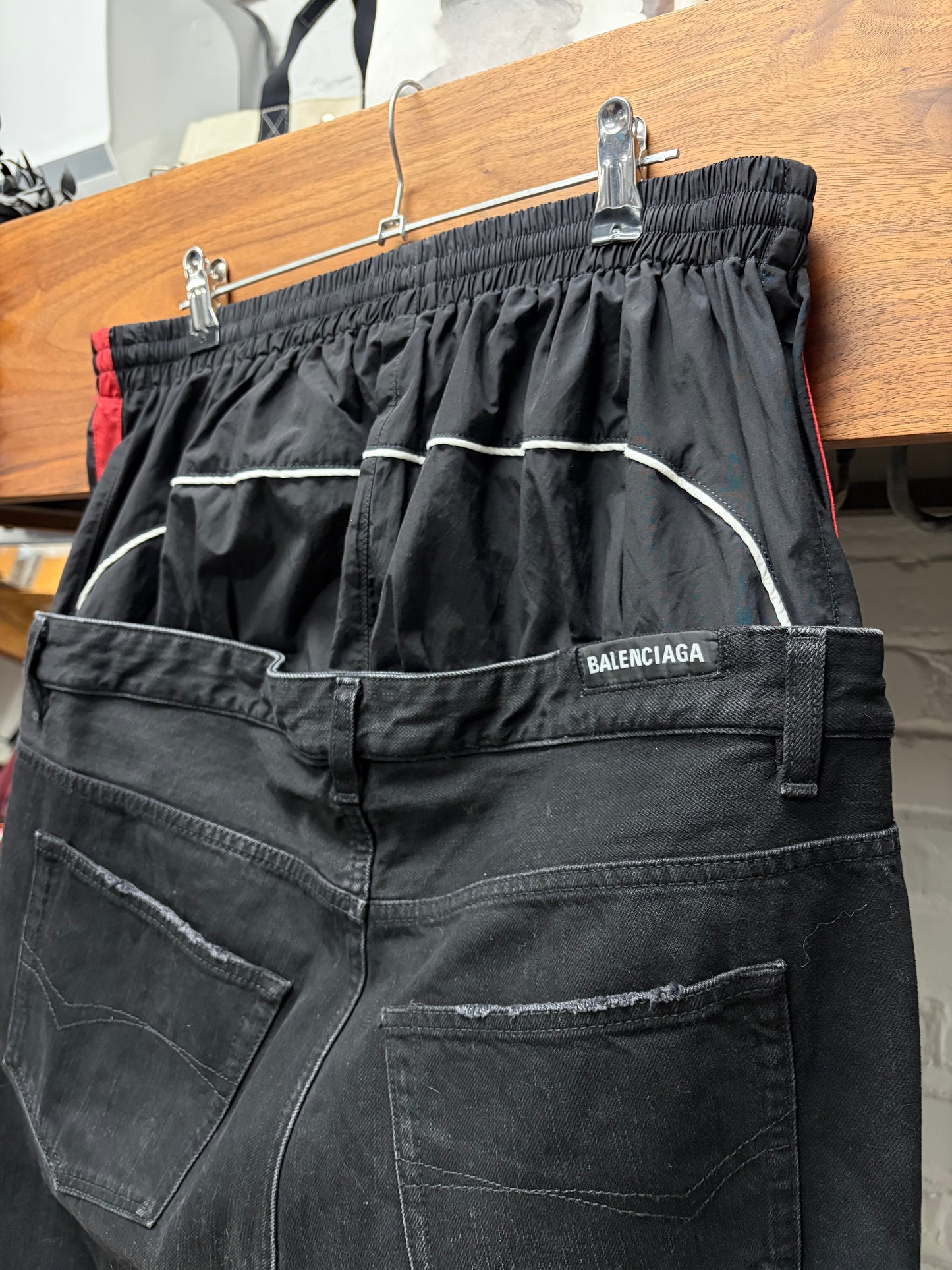 AW2024 Balenciaga Double Layered Track Pant/Flared Denim