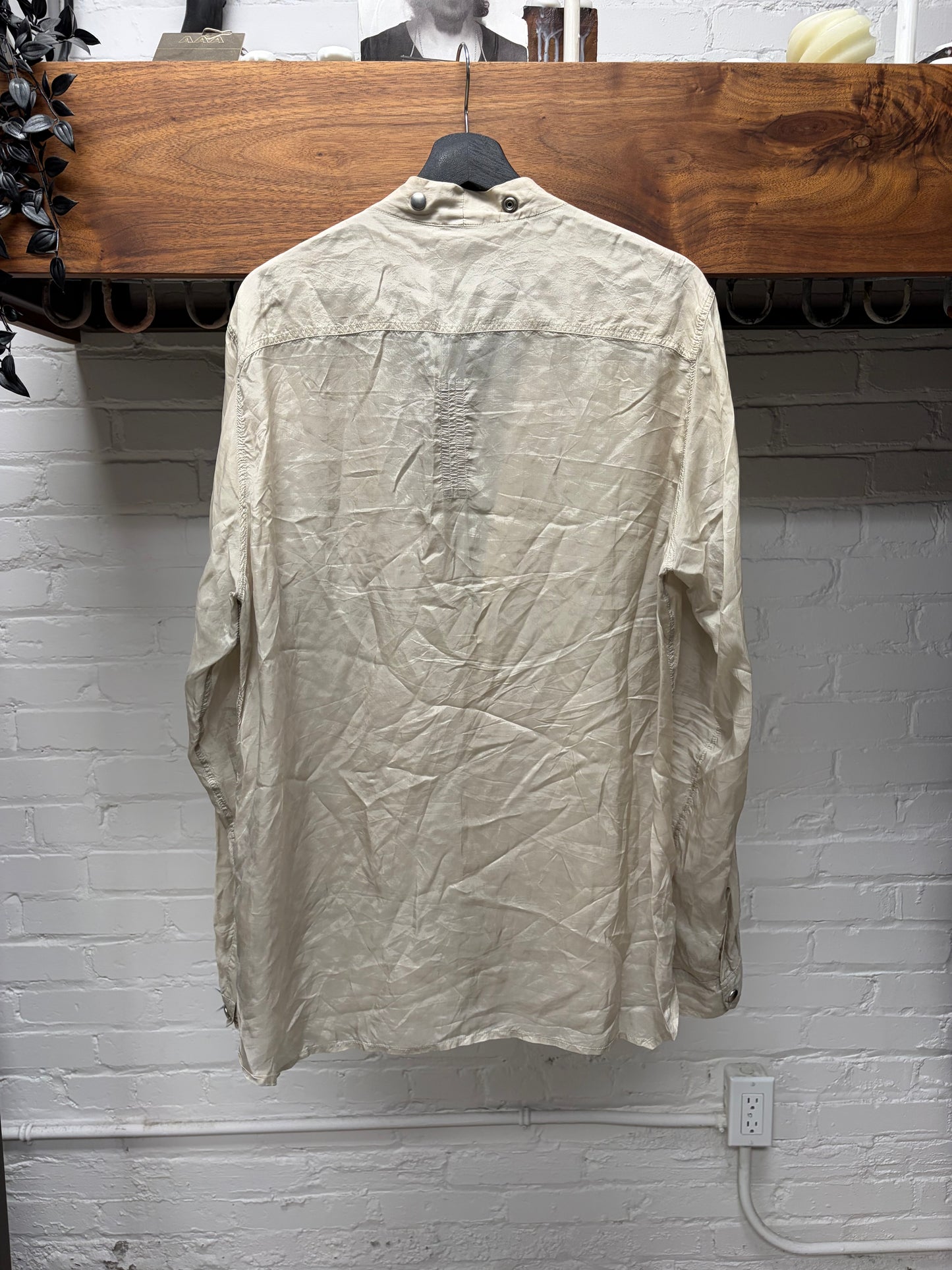 Rick Owens ‘Phlegethon’ Oyster ‘Larry’ Sheer Button Snap Shirt